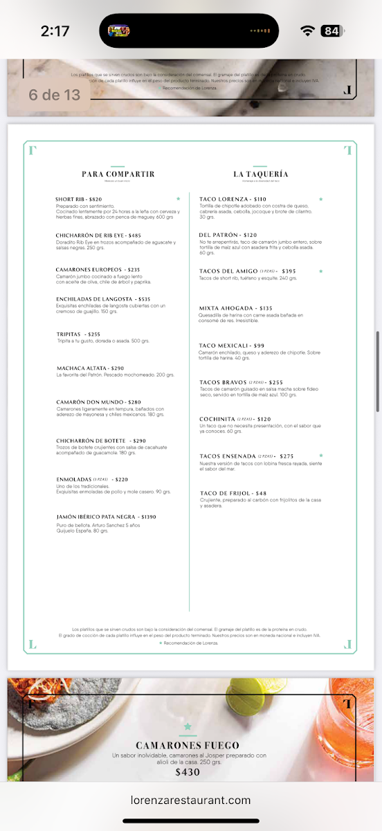 Lorenza Restaurant Menu - Image 3