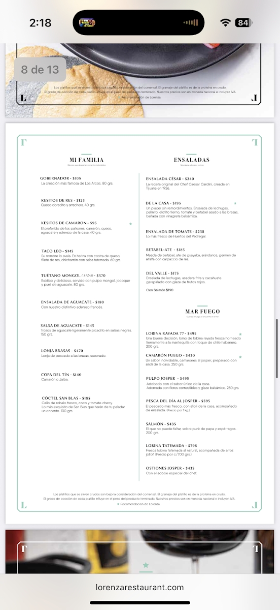 Lorenza Restaurant Menu - Image 5
